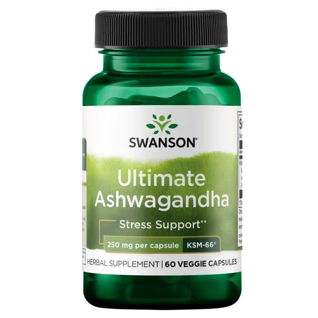 Swanson Ashwagandha KSM-66 250 mg Organic Root Extract Supplement Ireland Front of Bottle