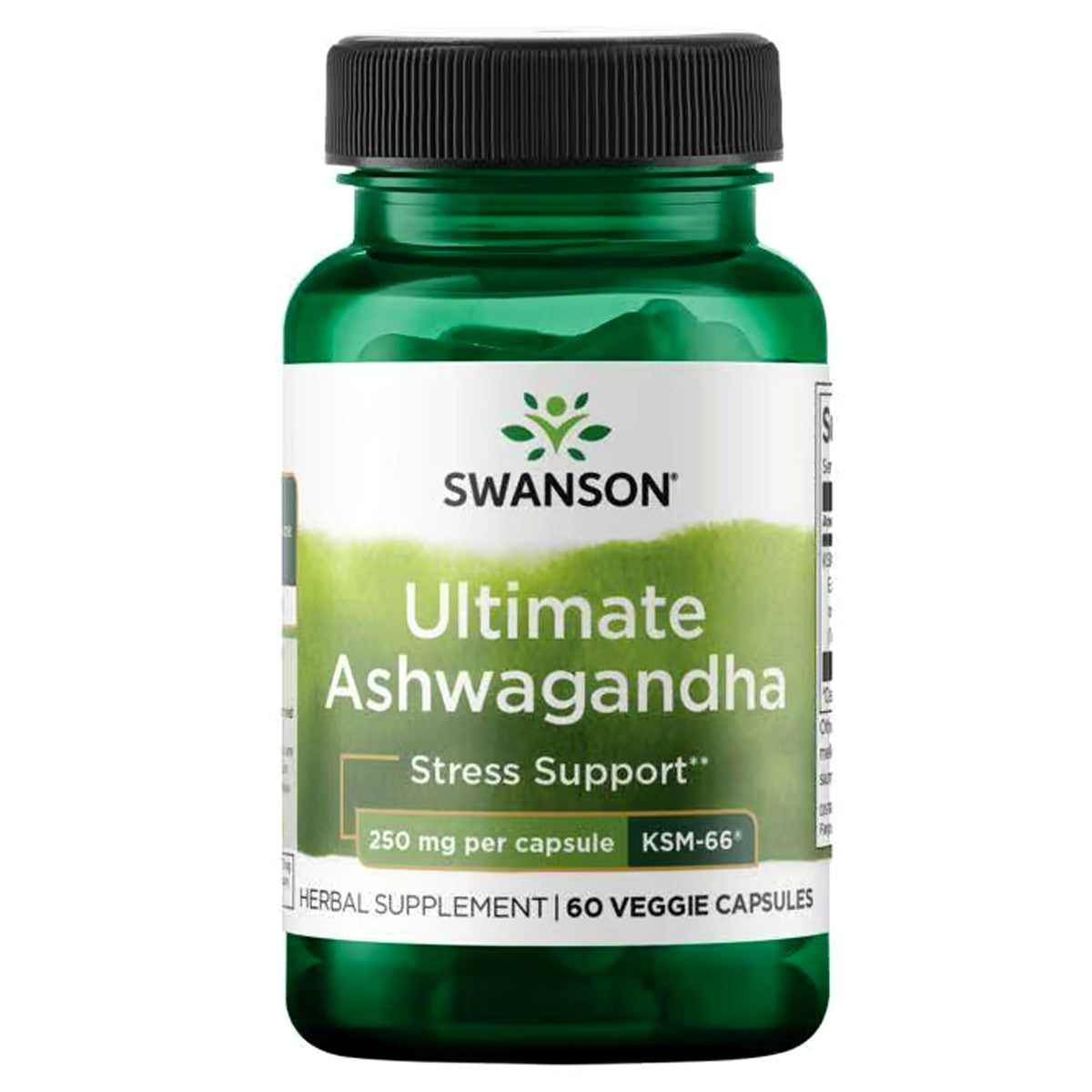Swanson Ashwagandha KSM-66 250 mg Organic Root Extract Supplement Ireland Front of Bottle