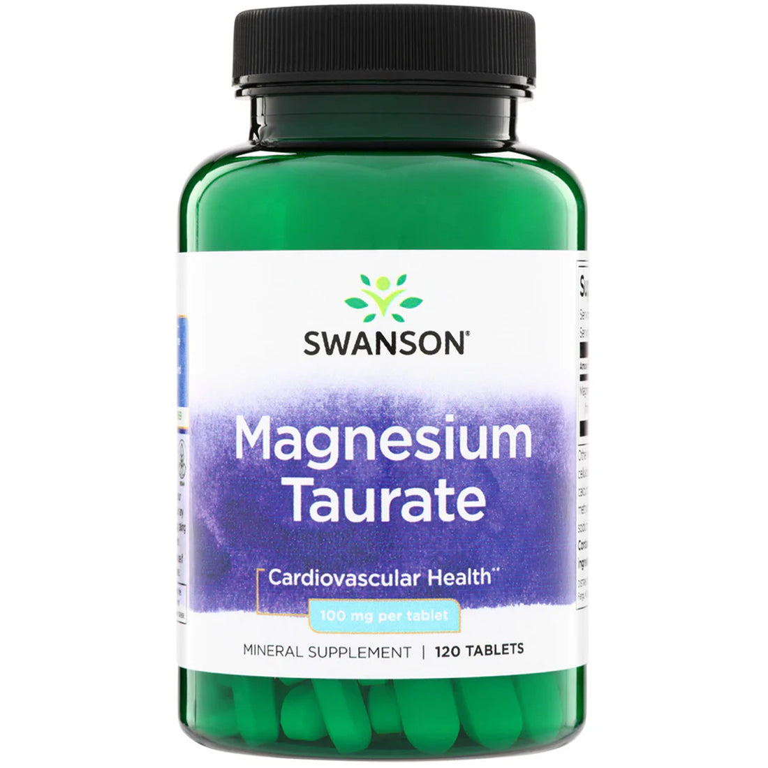 Swanson Magnesium Taurate 100mg, 120 vegan tablets, front of bottle
