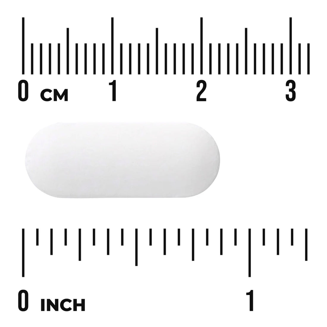 Swanson Magnesium Taurate supplement facts panel, tablet size chart