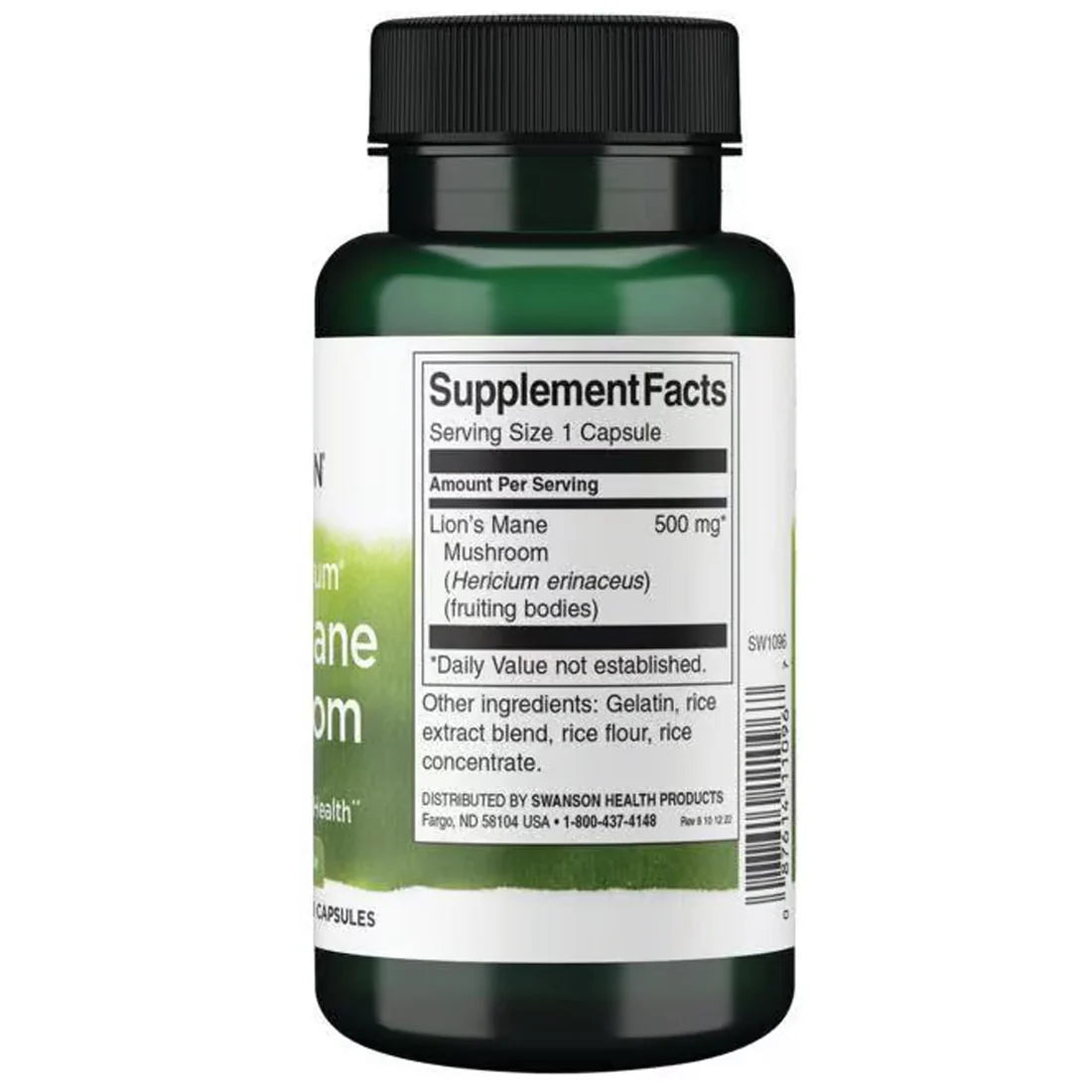 Swanson Lion’s Mane Mushroom 500mg vegan capsules – Ireland