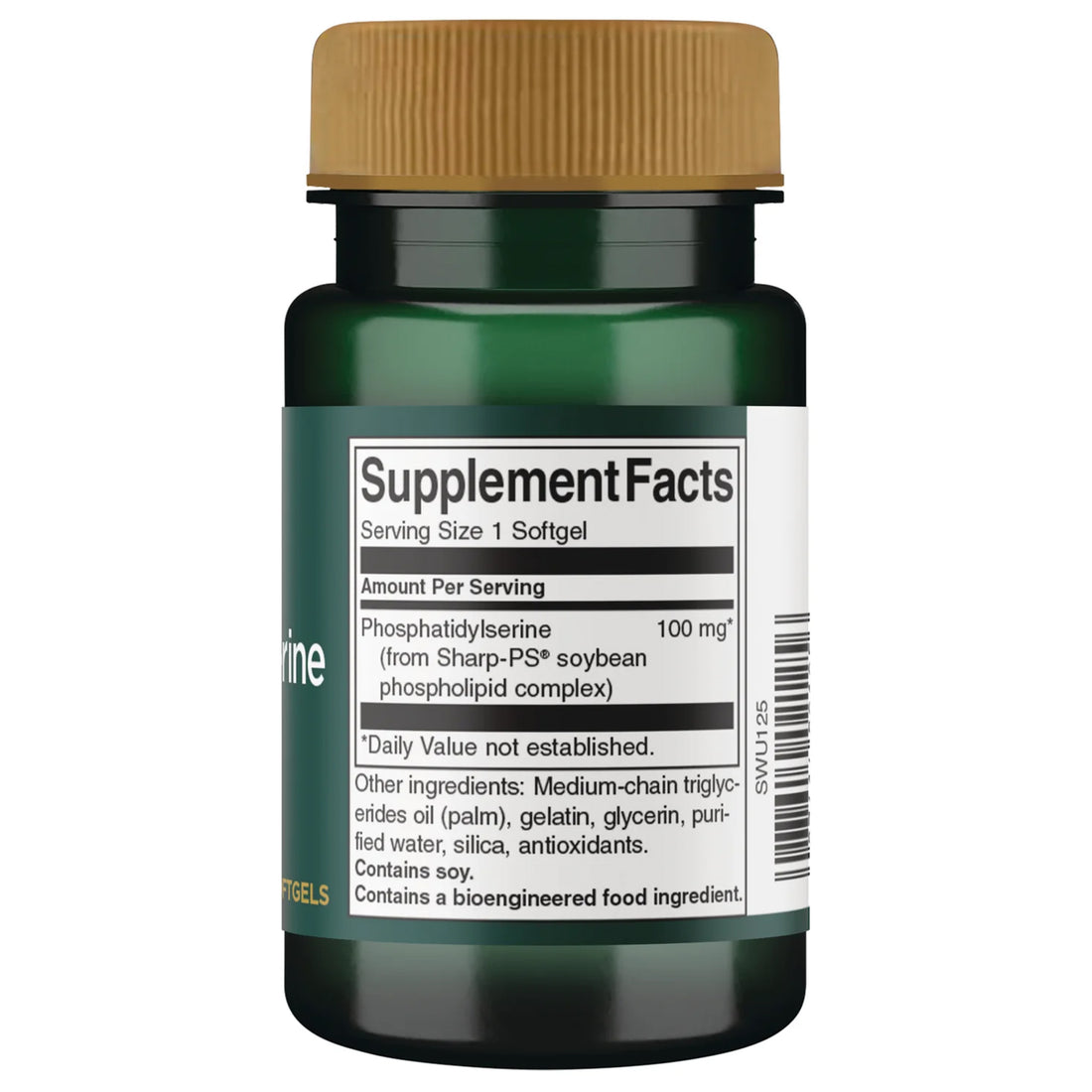 Swanson Phosphatidylserine amber softgel capsule, approx 2.5cm