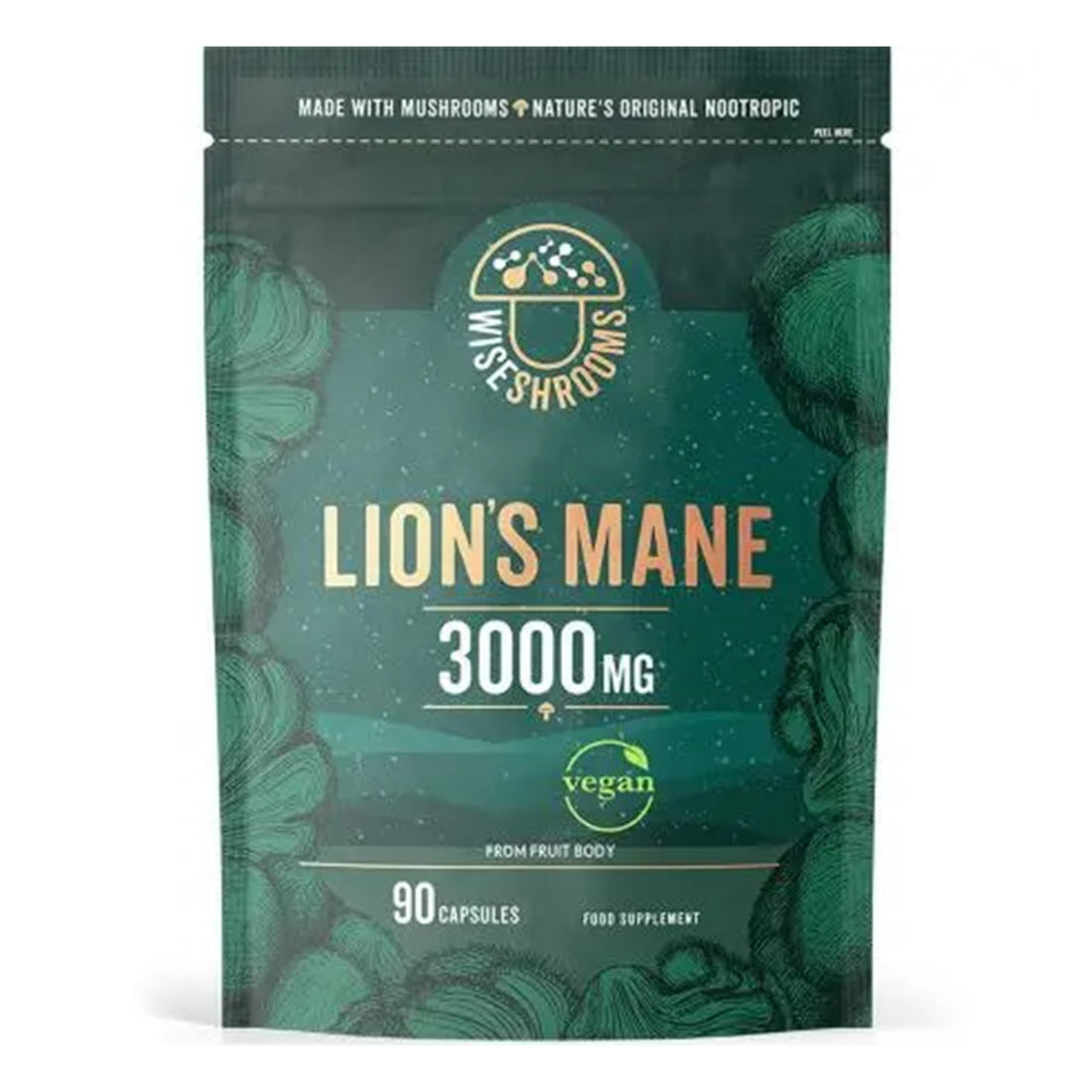 Wiseshrooms Lion’s Mane 3000mg mushroom capsules 90 count Ireland