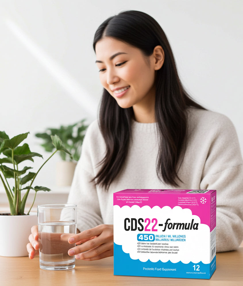 Woman drinking CDS22 Sachets in Ireland