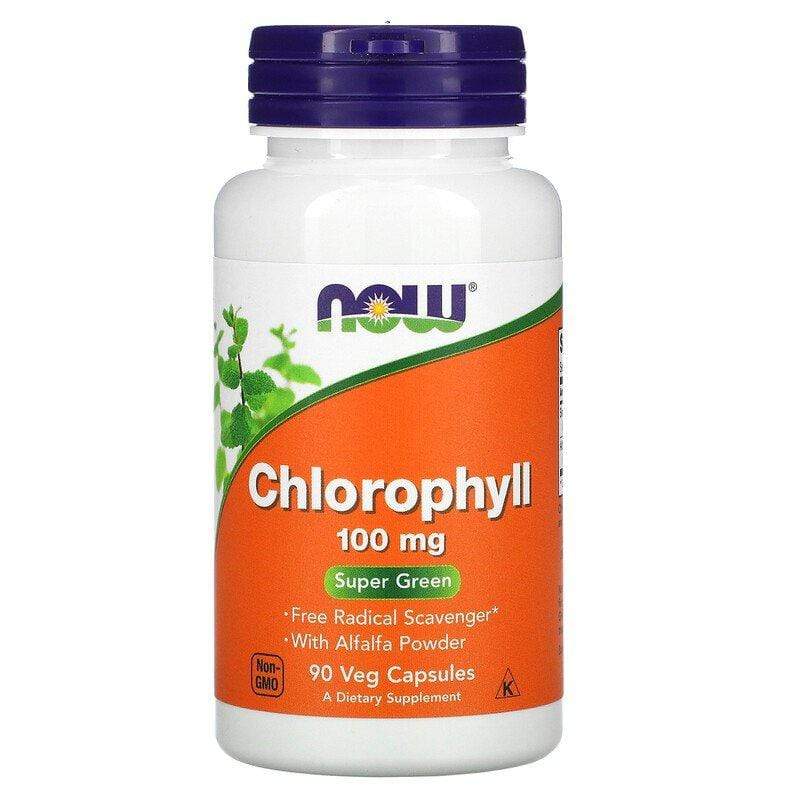 Now Foods Chlorophyll 100 mg 90 Veg Capsules Ireland - Front of pack - Probiotic.ie