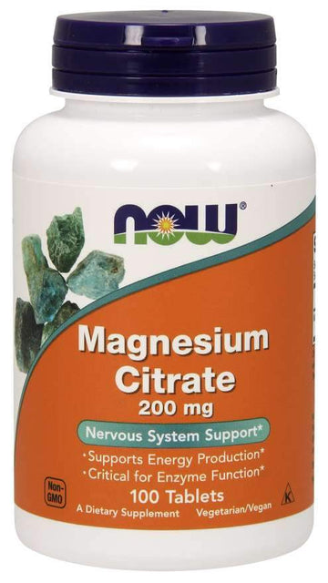 Now Foods Magnesium Citrate 200mg - 100 Tablets - Probiotic.ie